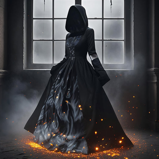 Robe Sorcière Noire à Capuche