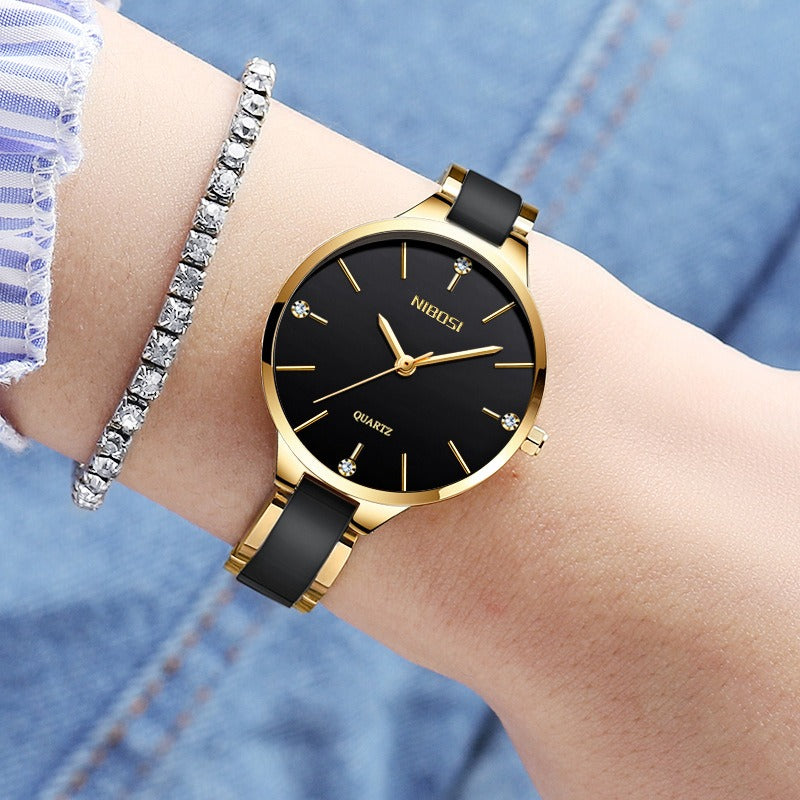 Montre Femme Élégante – Bracelet Céramique de Luxe & Cadran à Quartz