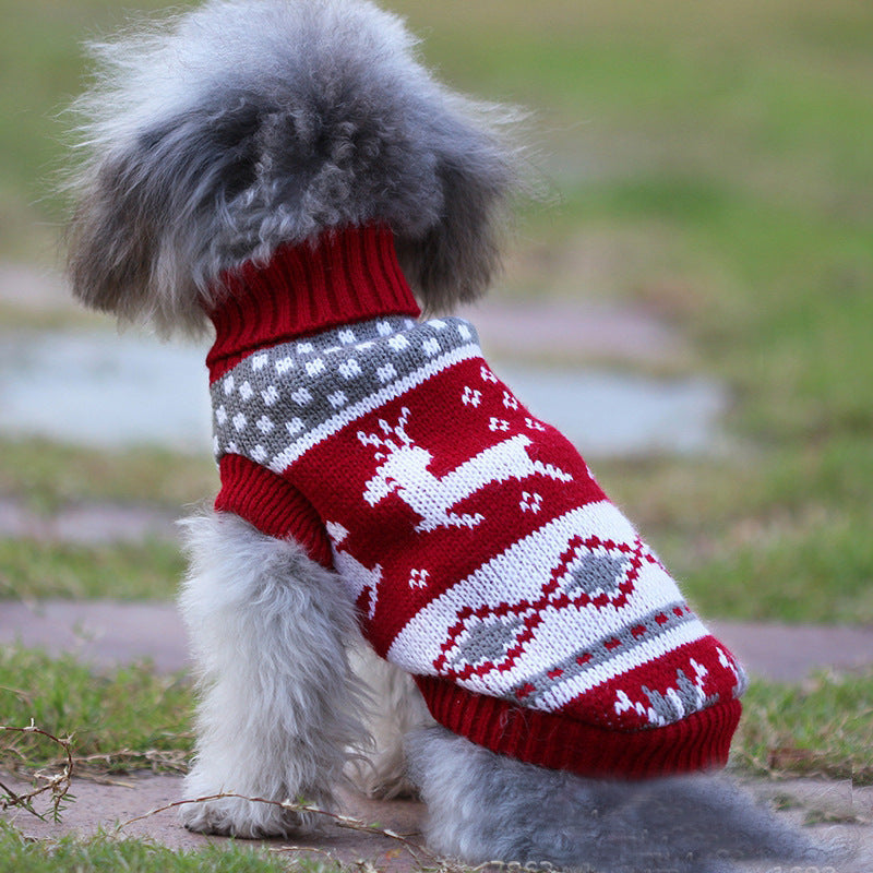 Pull de Noël Tricoté pour Chien – Motifs Rênes & Flocons