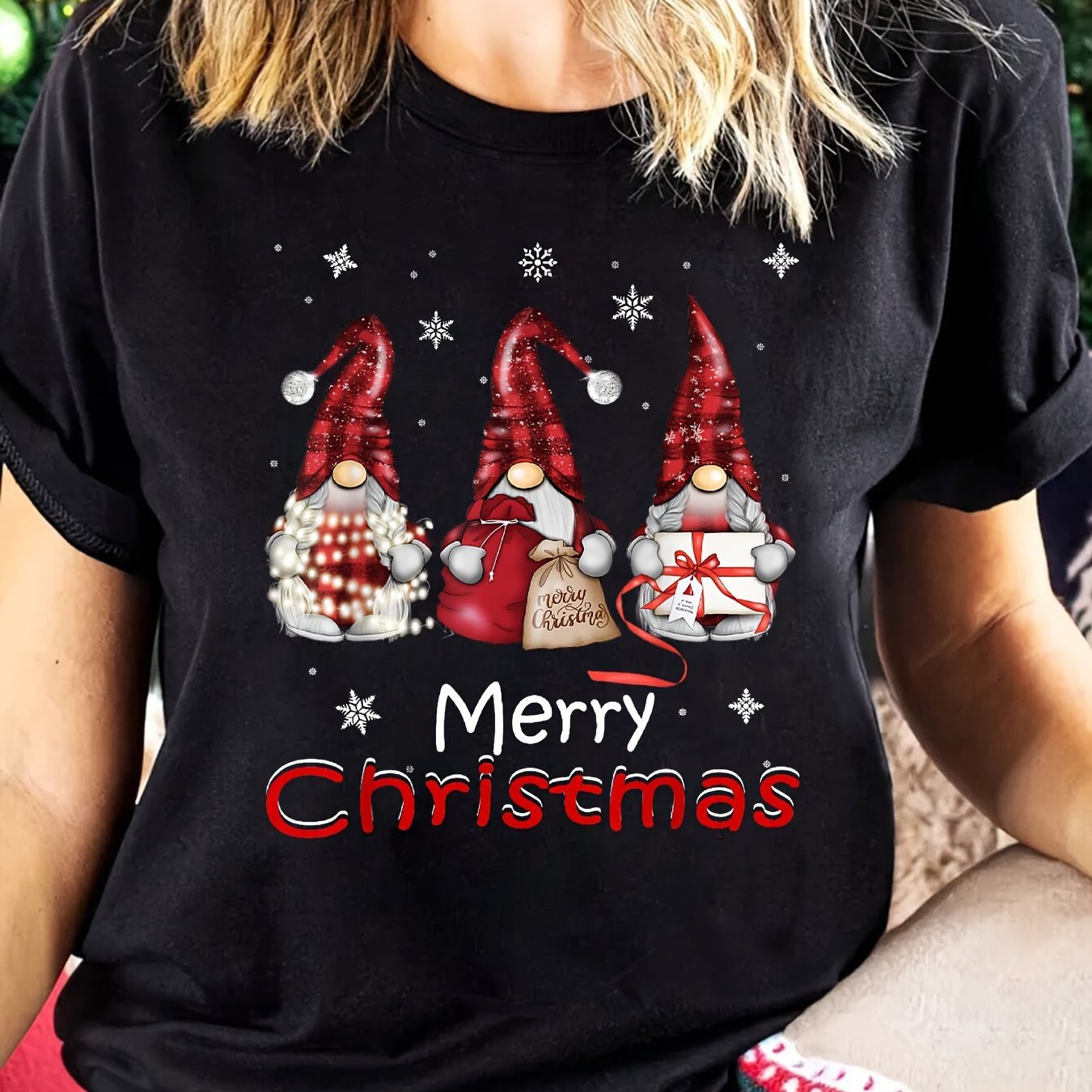 T-shirt de Noël Femme – Gnomes Festifs