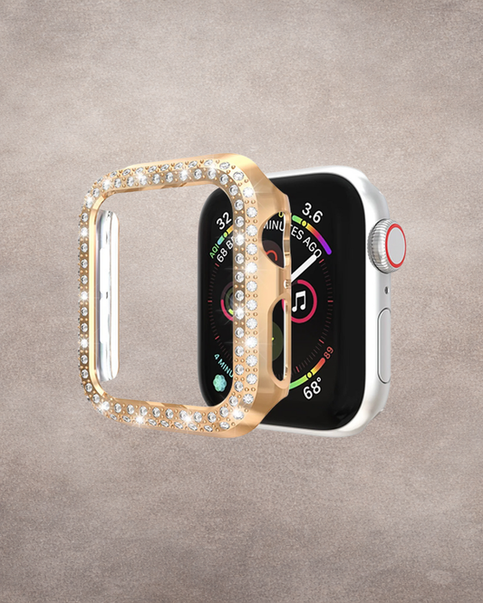 Étui de Protection Apple Watch – Bordure Strass Double Rangée