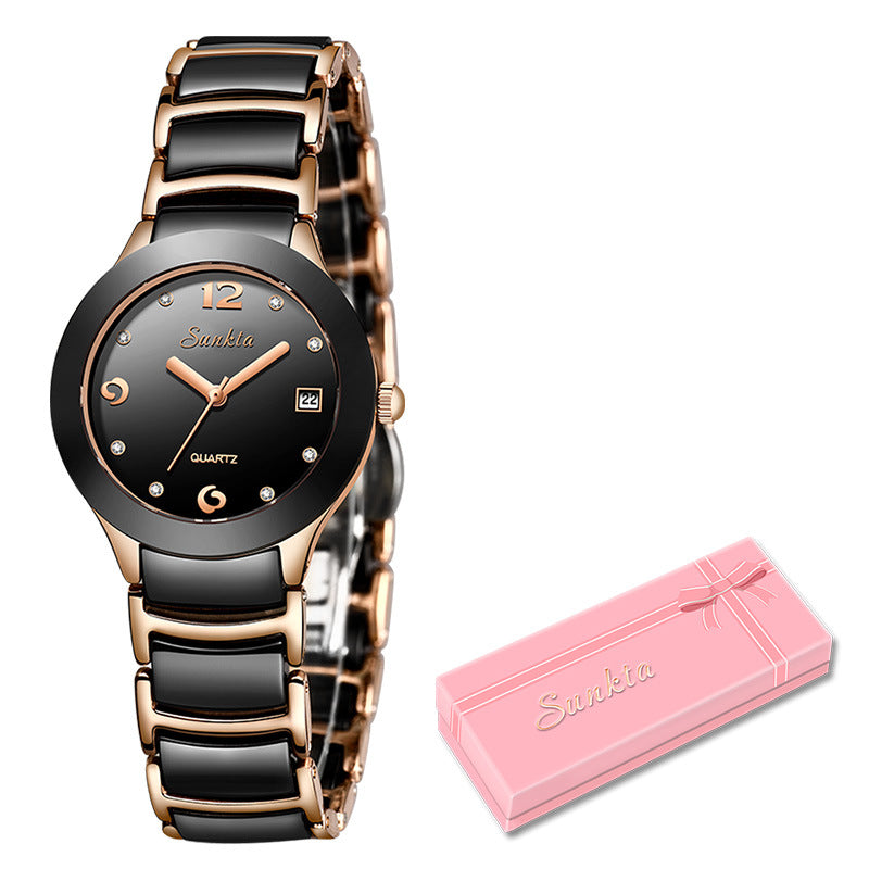 Montre Femme SUNKTA – Céramique Haut de Gamme & Détails Brillants
