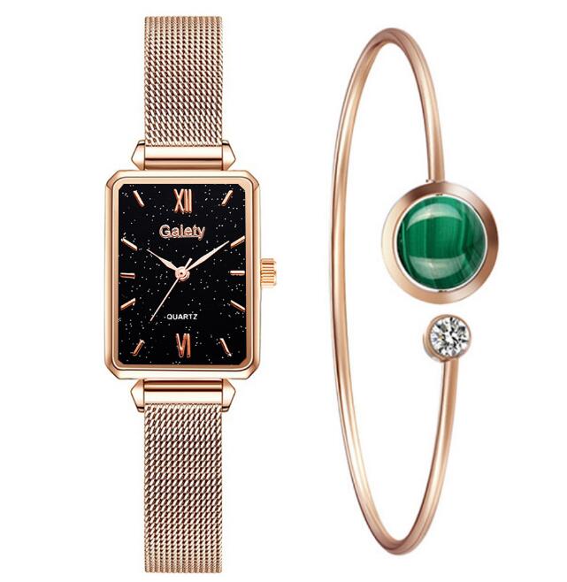 Montre Femme Élégance Romantique – Cadran Étoilé & Bracelet Maille Milanaise