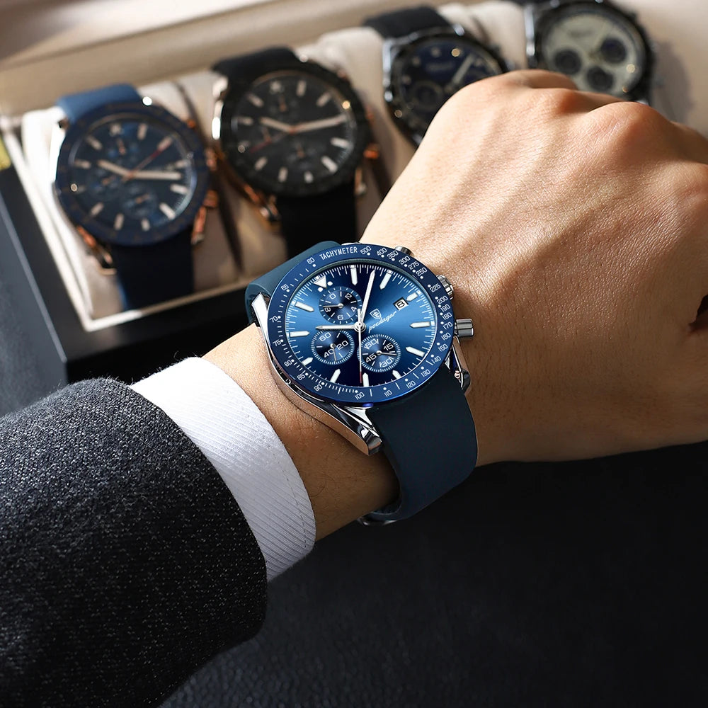 Montre Homme Sport – Multifonction, Étanche & Veilleuse Quartz
