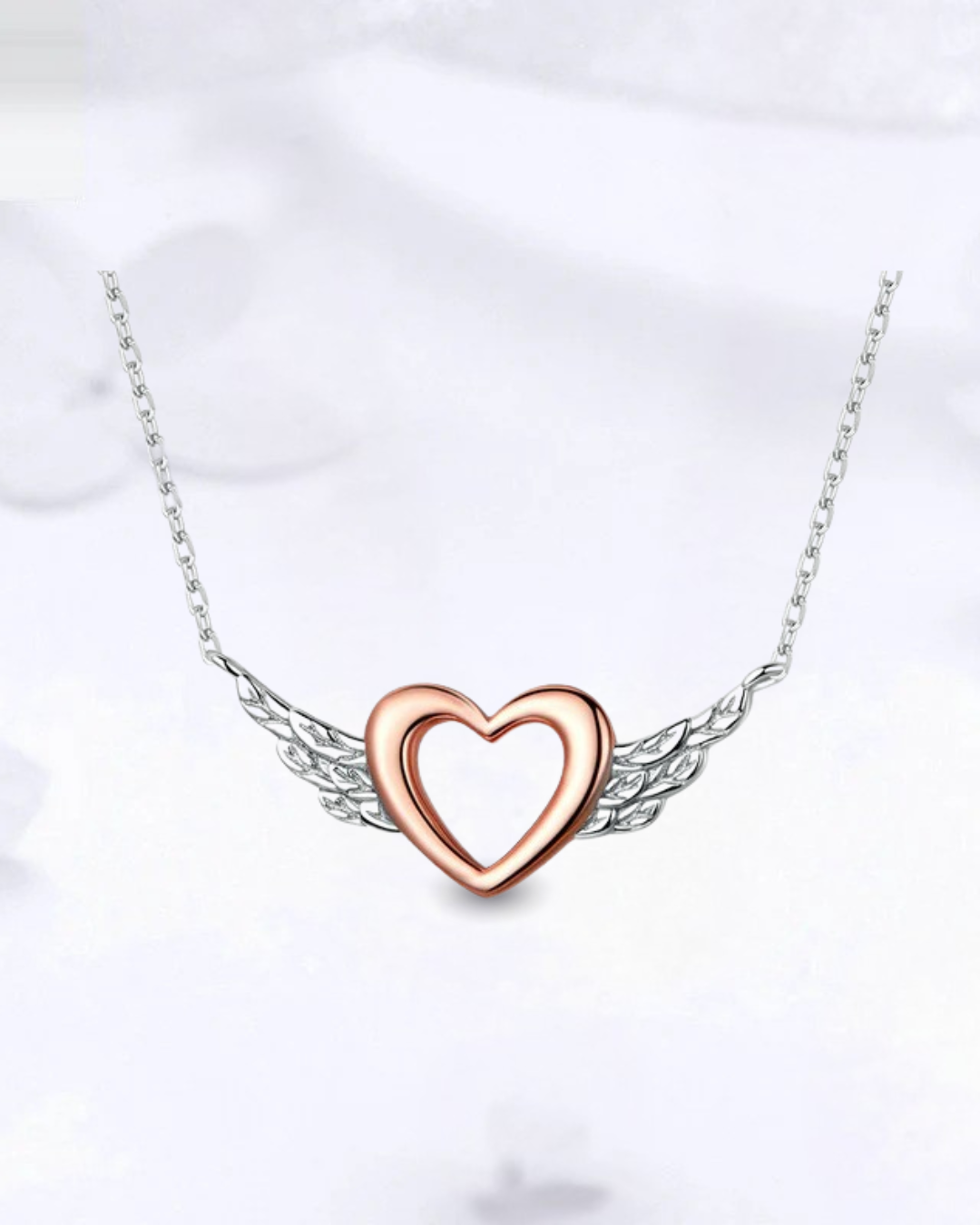 Collier “Ailes d’Amour” – Argent 925 & Cœur Plaqué Or Rose