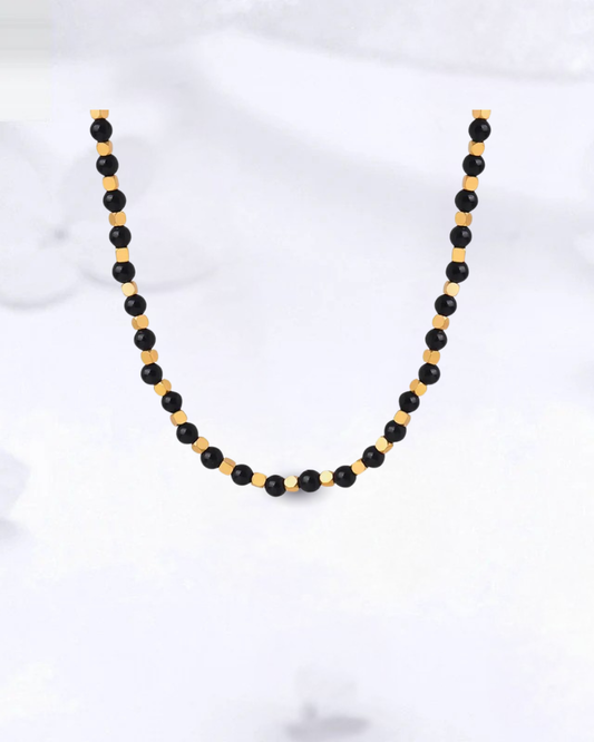 Collier en Acier Titane & Perles d'Agate – Élégance Naturelle