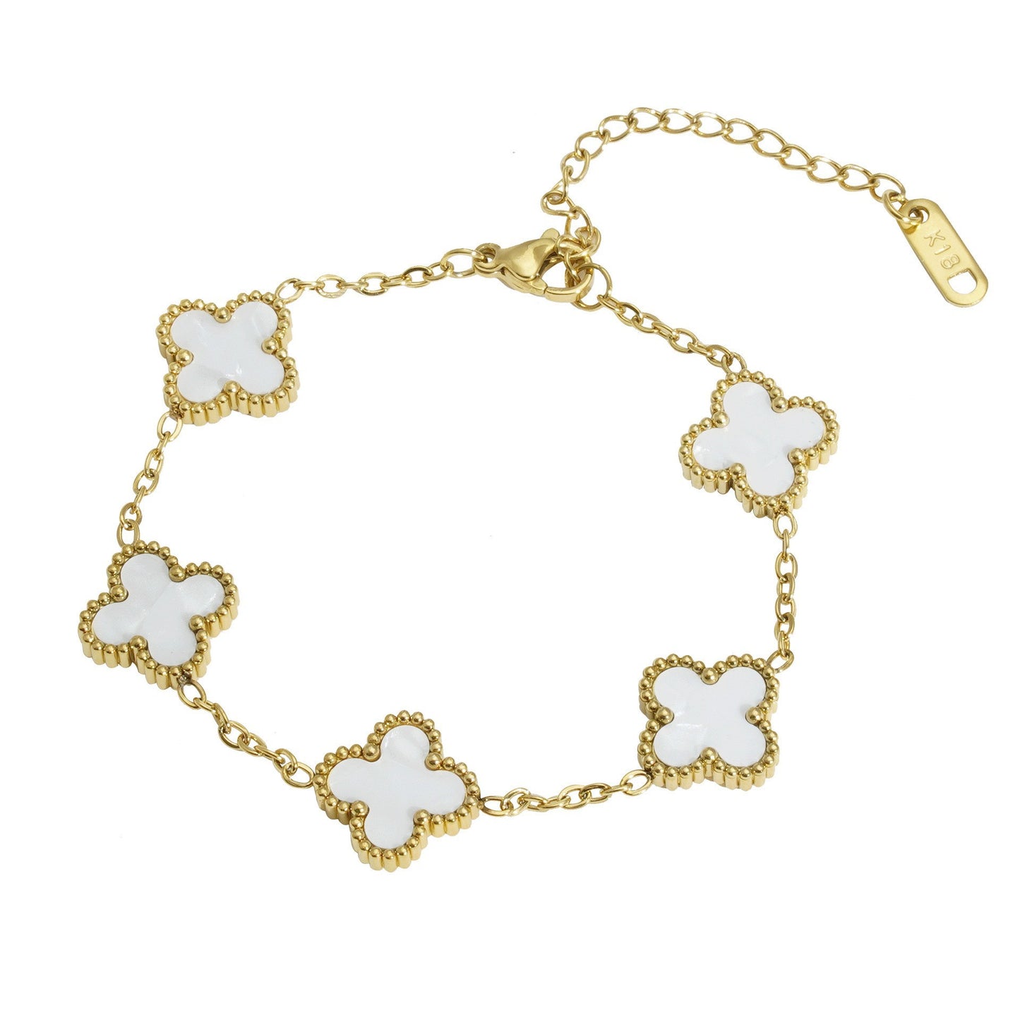 Bracelet Trèfle Doré – Acier Titane Plaqué Or 18K & Chance Élégante