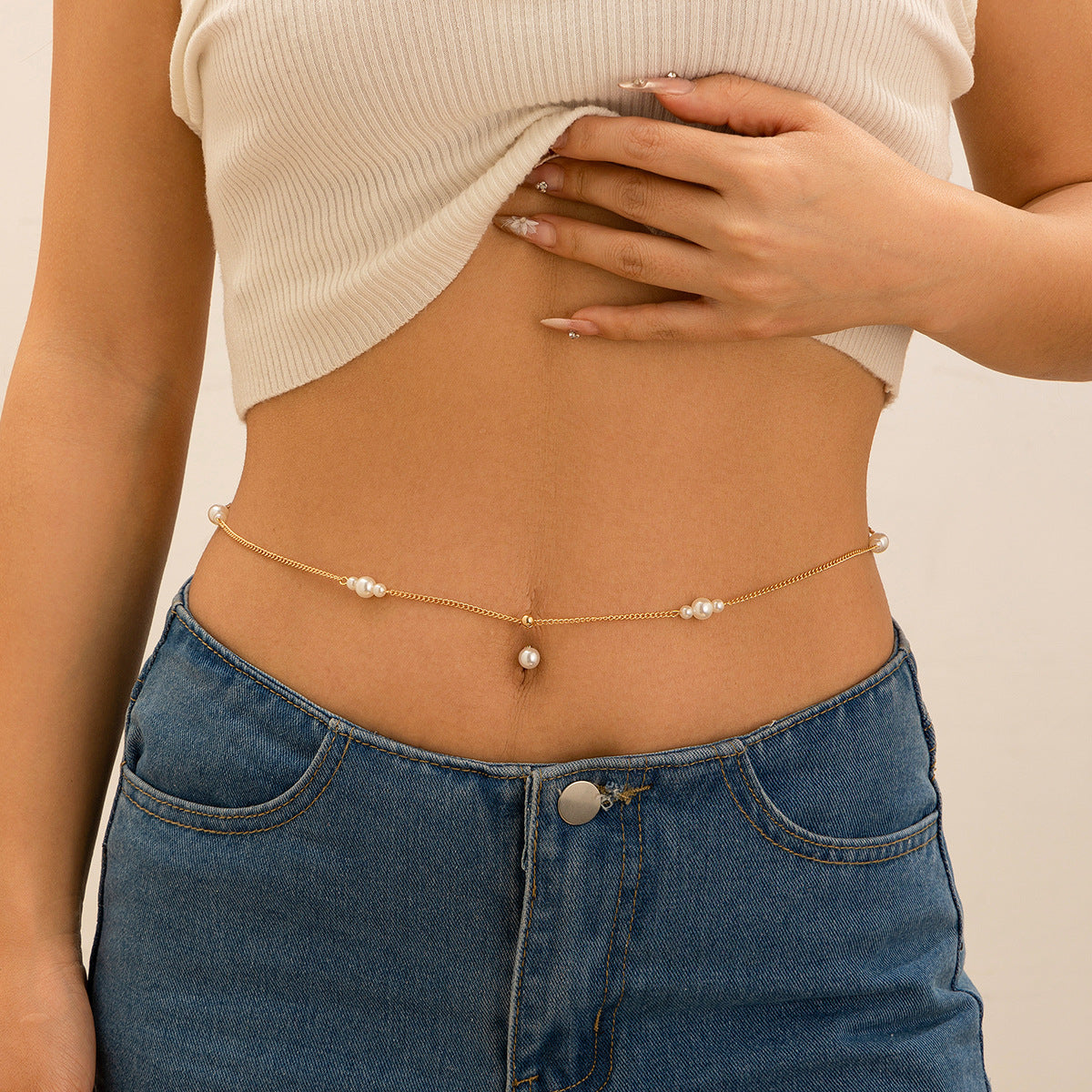 Chaîne de Taille Sexy – Imitation Perles & Zircon