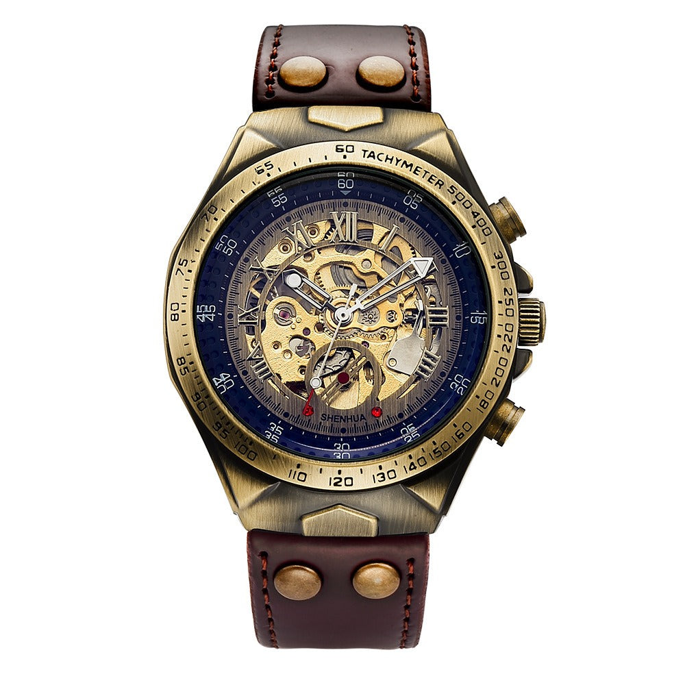 Montre Automatique Homme – Design Squelette Style Ancien