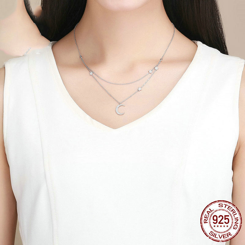 Collier “Starlight Moon” – Argent 925 avec Lune & Étoiles