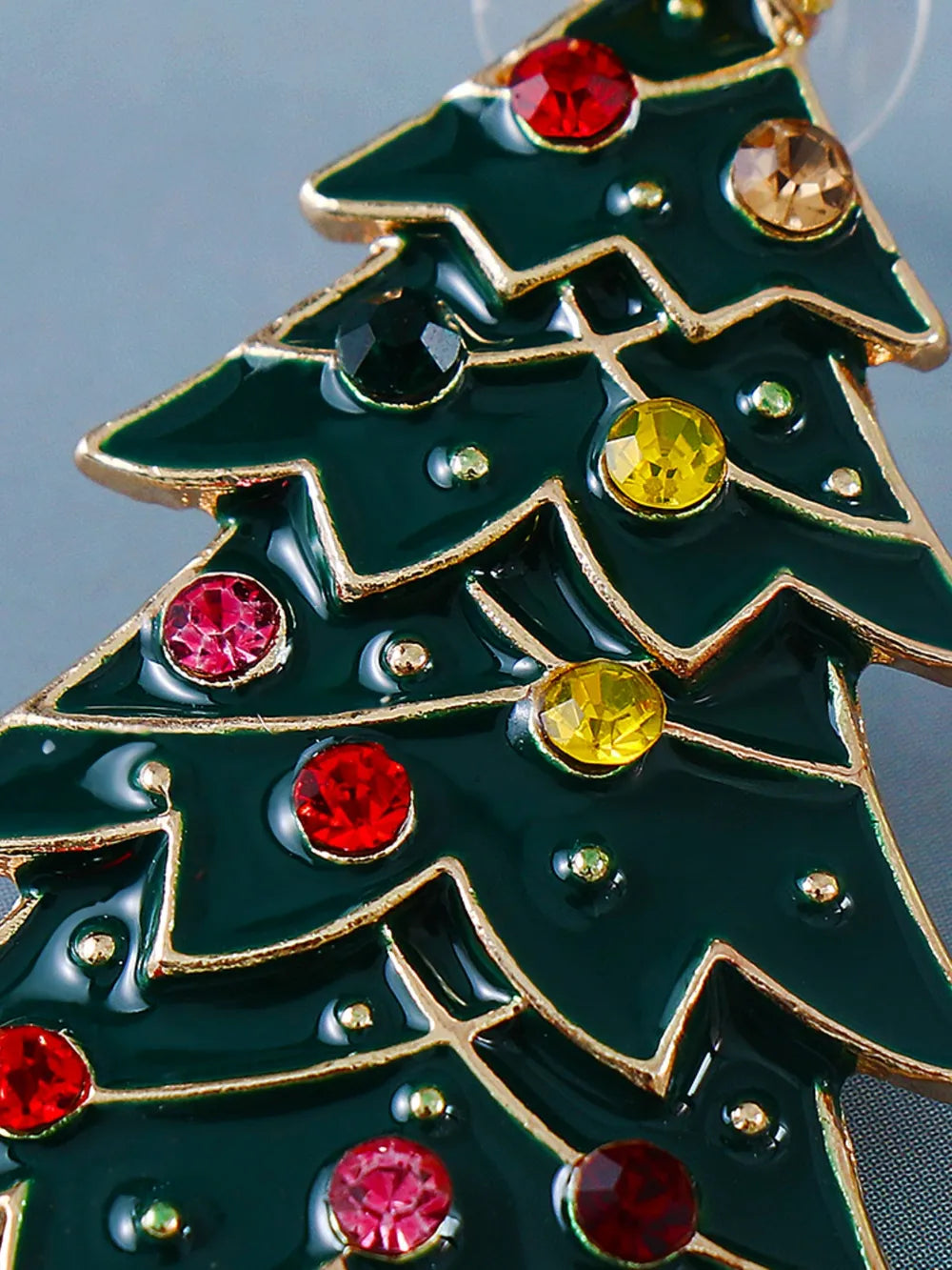 Boucles d’Oreilles Sapin de Noël Vert – Strass & Esprit de Fête