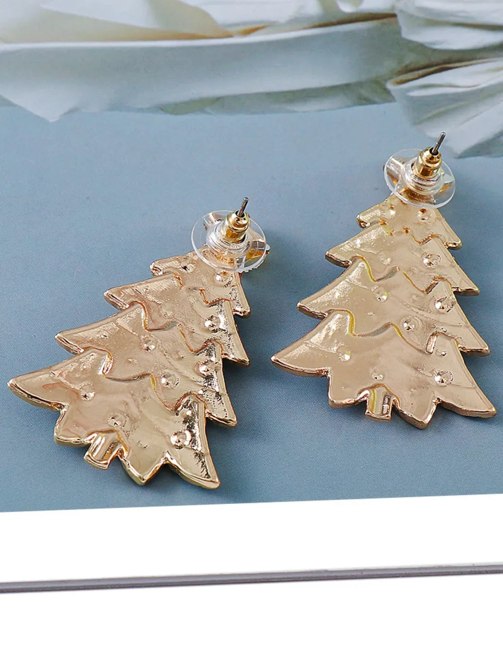 Boucles d’Oreilles Sapin de Noël Vert – Strass & Esprit de Fête