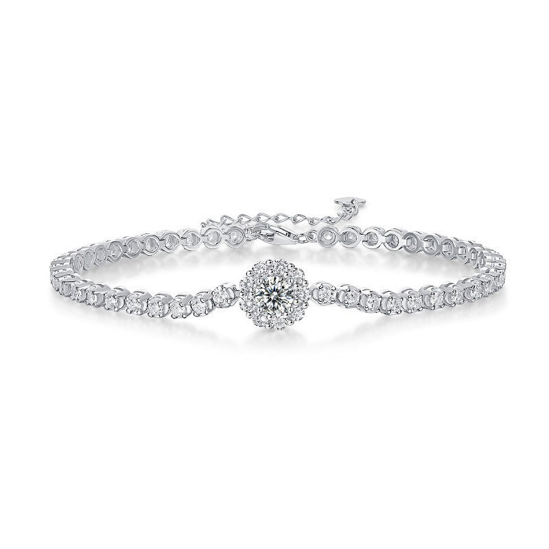 Bracelet Éclat Royal en Argent 925 – Finition Or Blanc & Zirconium ✨