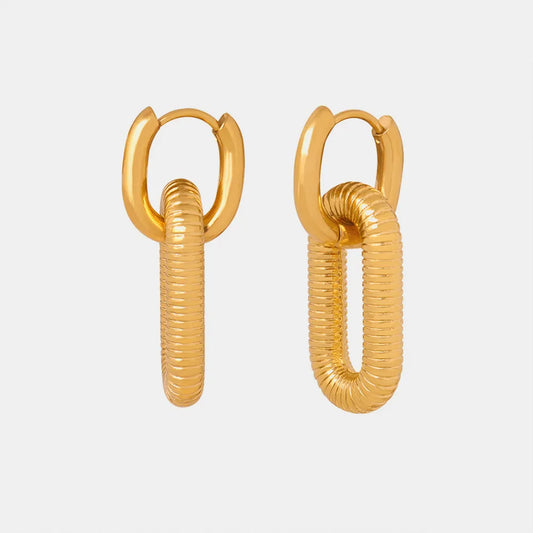Boucles d’Oreilles Pendantes – Acier Titane & Finition Brillante