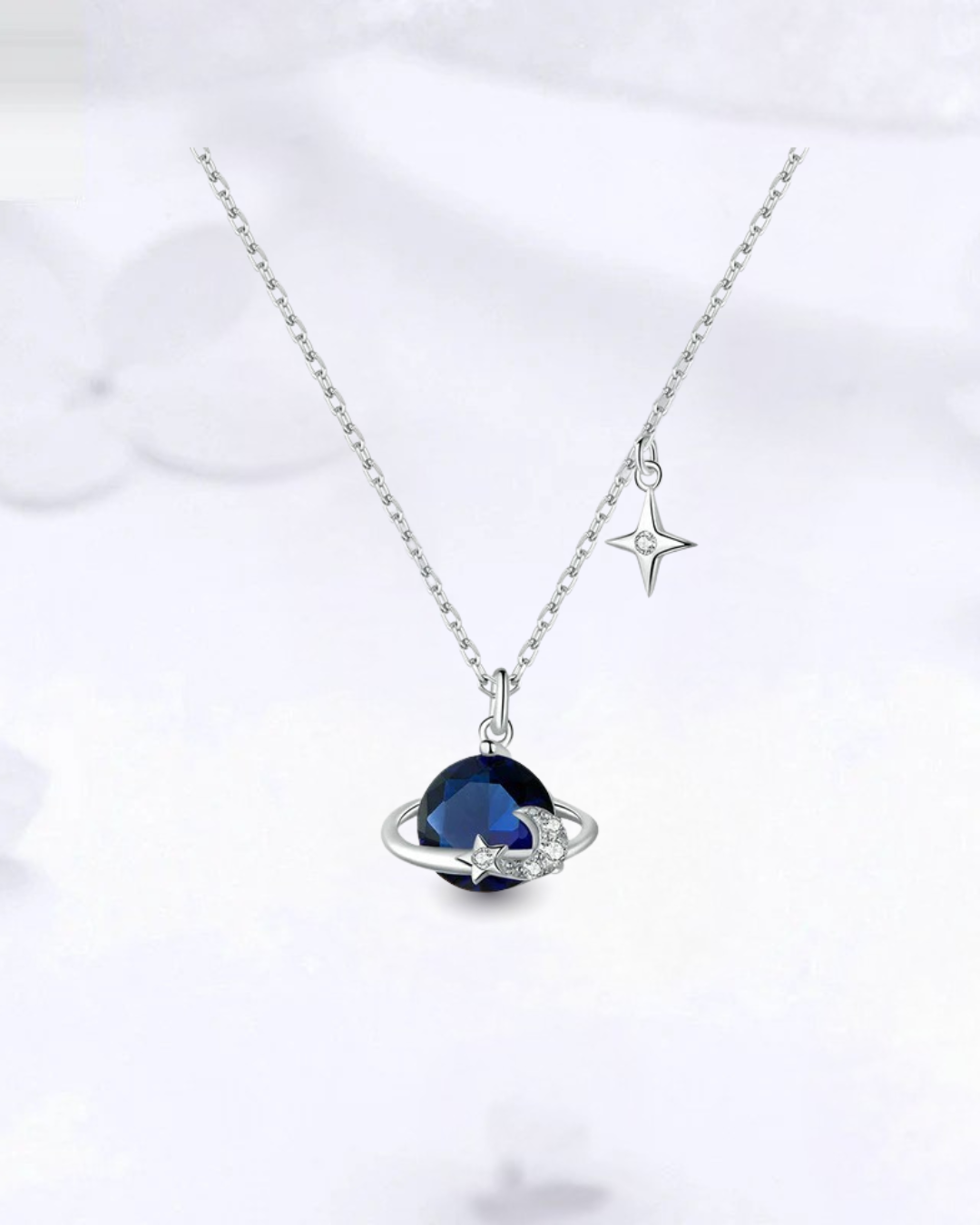 Collier “Ciel Étoilé Saphir” – Argent Sterling 925 & Cristal Bleu Nuit