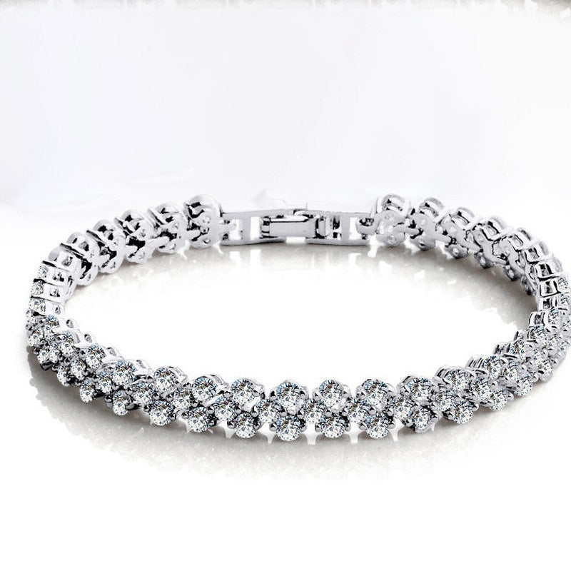 Bracelet Cœurs Étincelants – Cristal Roman & Plaqué Argent ou Or