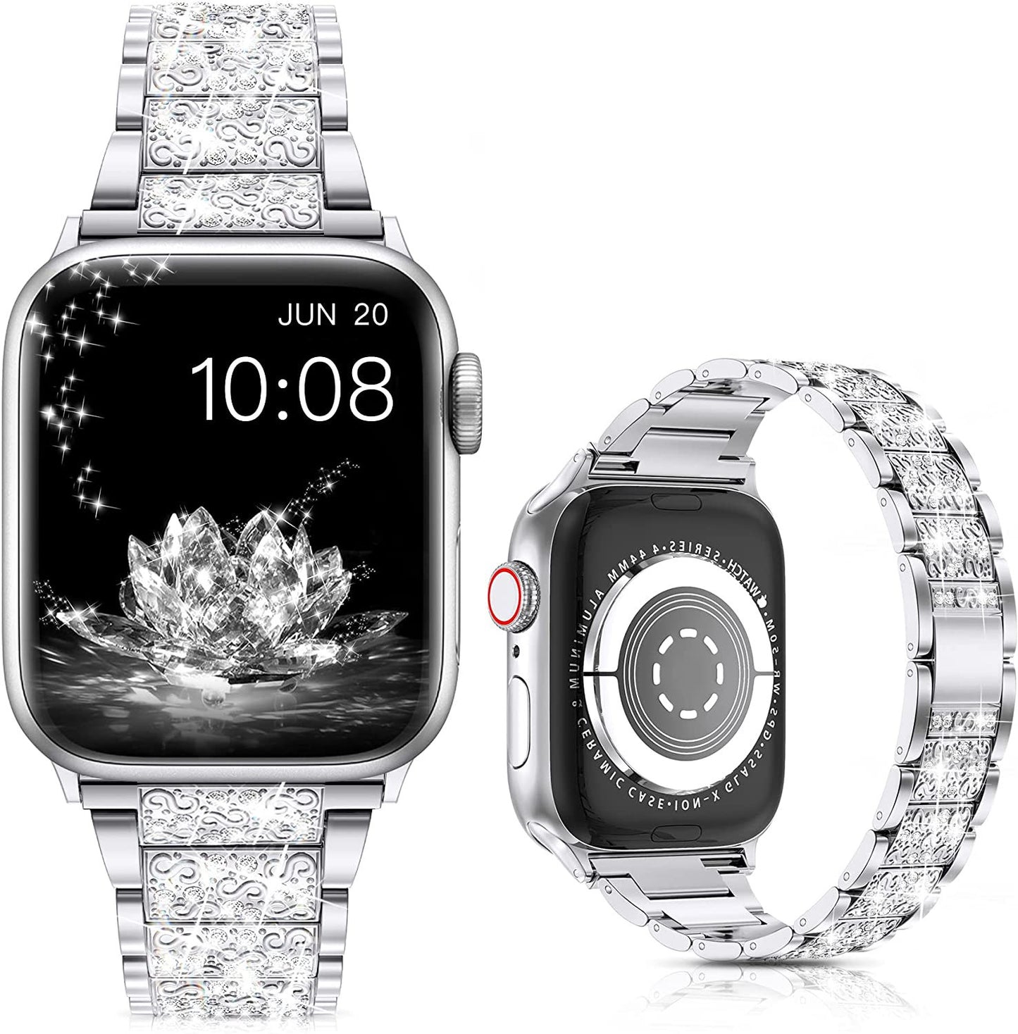 Bracelet Luxe Compatible Apple Watch – Alliage de Zinc, Strass & Perles