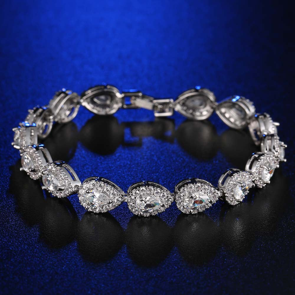 Bracelet Gouttes de Zircon AAA & Plaquage Luxe – Élégance Infinie