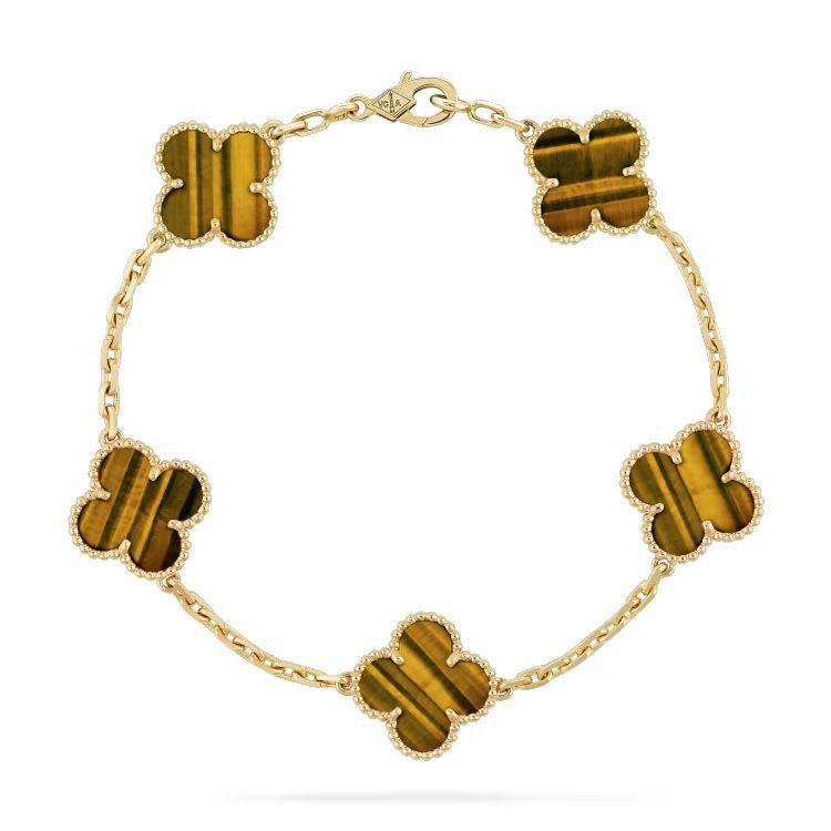 Bracelet Trèfle Doré – Acier Titane Plaqué Or 18K & Chance Élégante