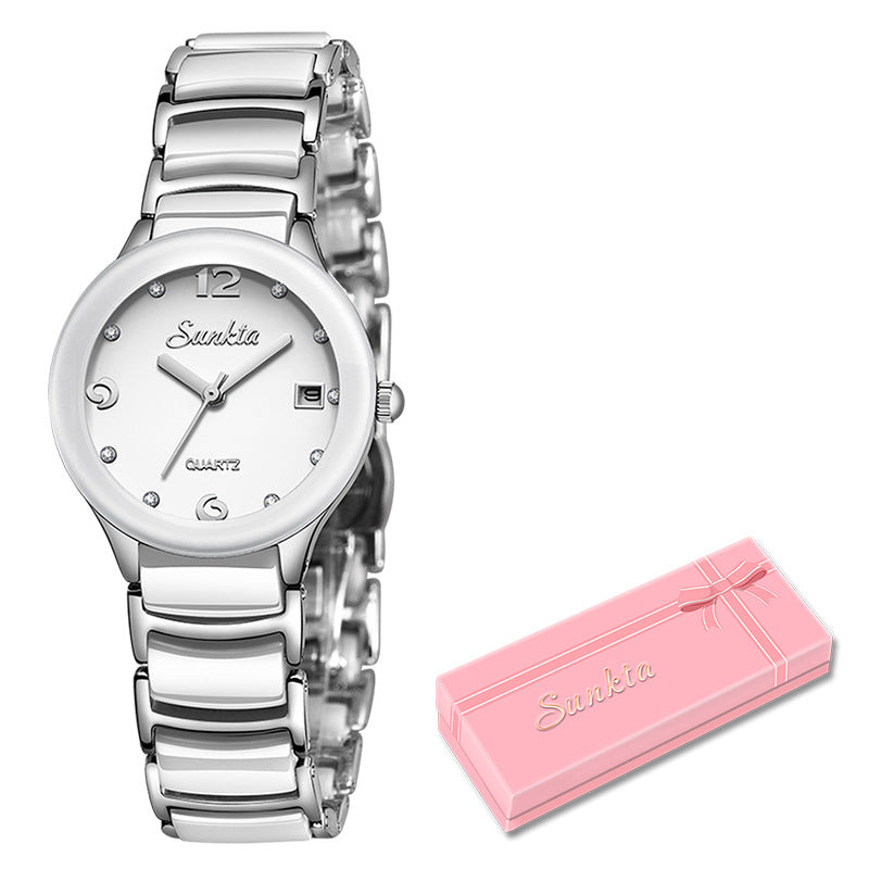 Montre Femme SUNKTA – Céramique Haut de Gamme & Détails Brillants