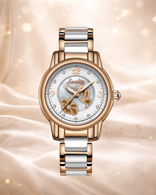 Montre Femme SUNKTA – Mouvement Automatique & Bracelet Céramique, Design Raffiné & Étanche