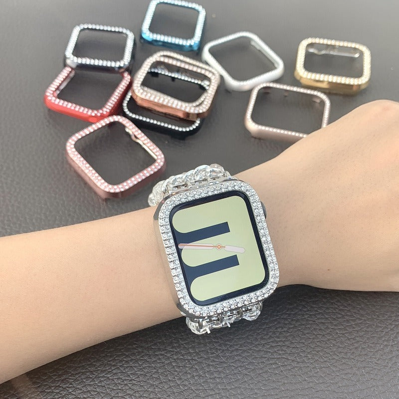 Étui de Protection Apple Watch – Bordure Strass Double Rangée