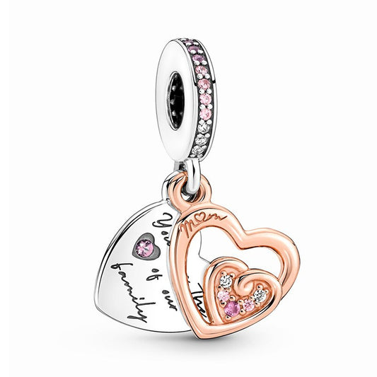 Pendentif Double Cœur & Moto & plus – Argent Sterling S925