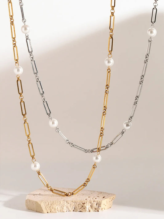 Collier Chaîne Perle – Acier Inoxydable & Élégance Moderne