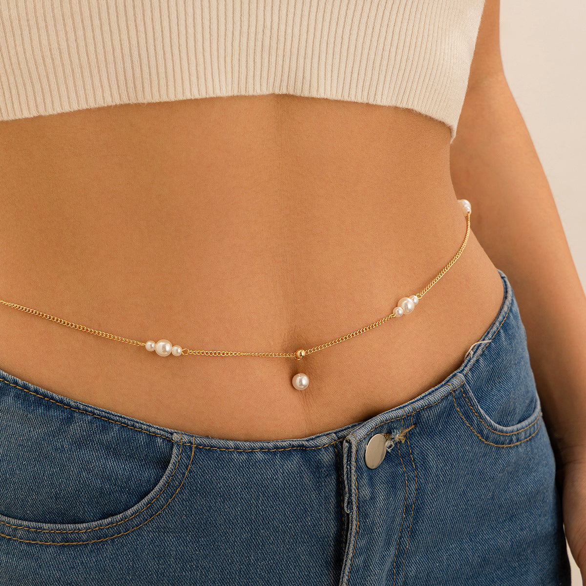 Chaîne de Taille Sexy – Imitation Perles & Zircon