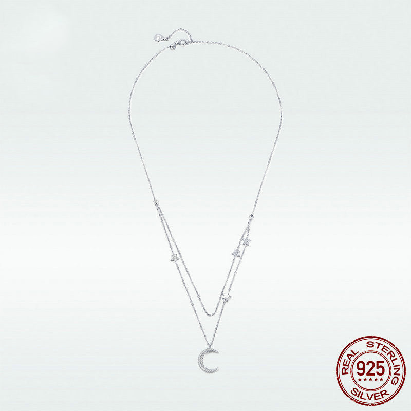 Collier “Starlight Moon” – Argent 925 avec Lune & Étoiles