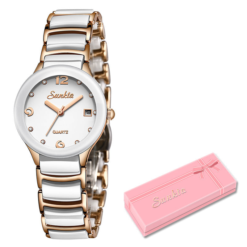 Montre Femme SUNKTA – Céramique Haut de Gamme & Détails Brillants