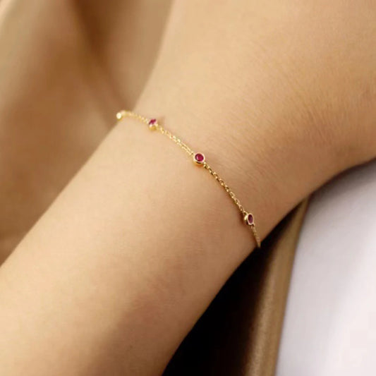 Bracelet Rubis Mini Zircons – Argent 925 & Élégance Précieuse