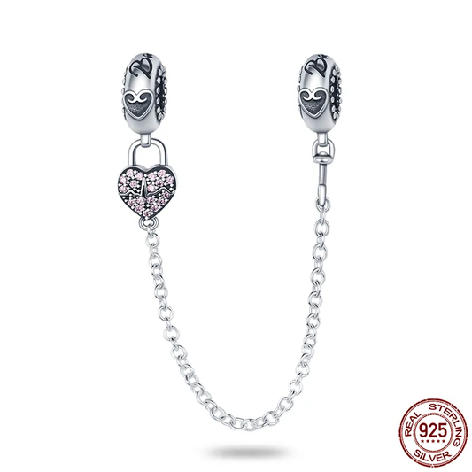 Chaîne de Sécurité Cœur Gravé – Argent Sterling S925