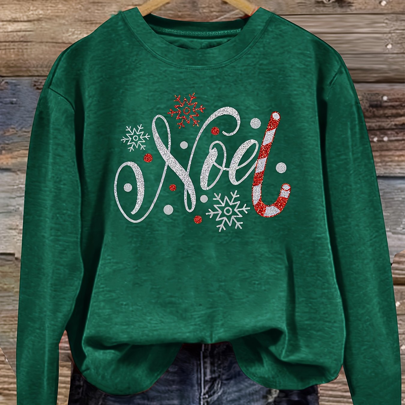 Pull de Noël Vintage pour Femme – Motif Flocons de Neige & Sucreries de Noël