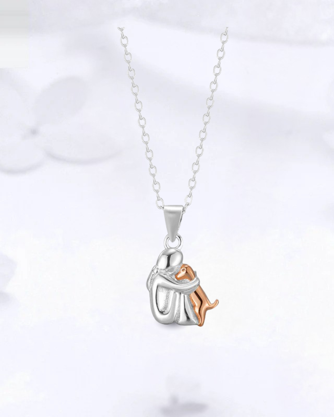 Collier Petite Fille & Chien – Argent 925 & Contraste Élégant