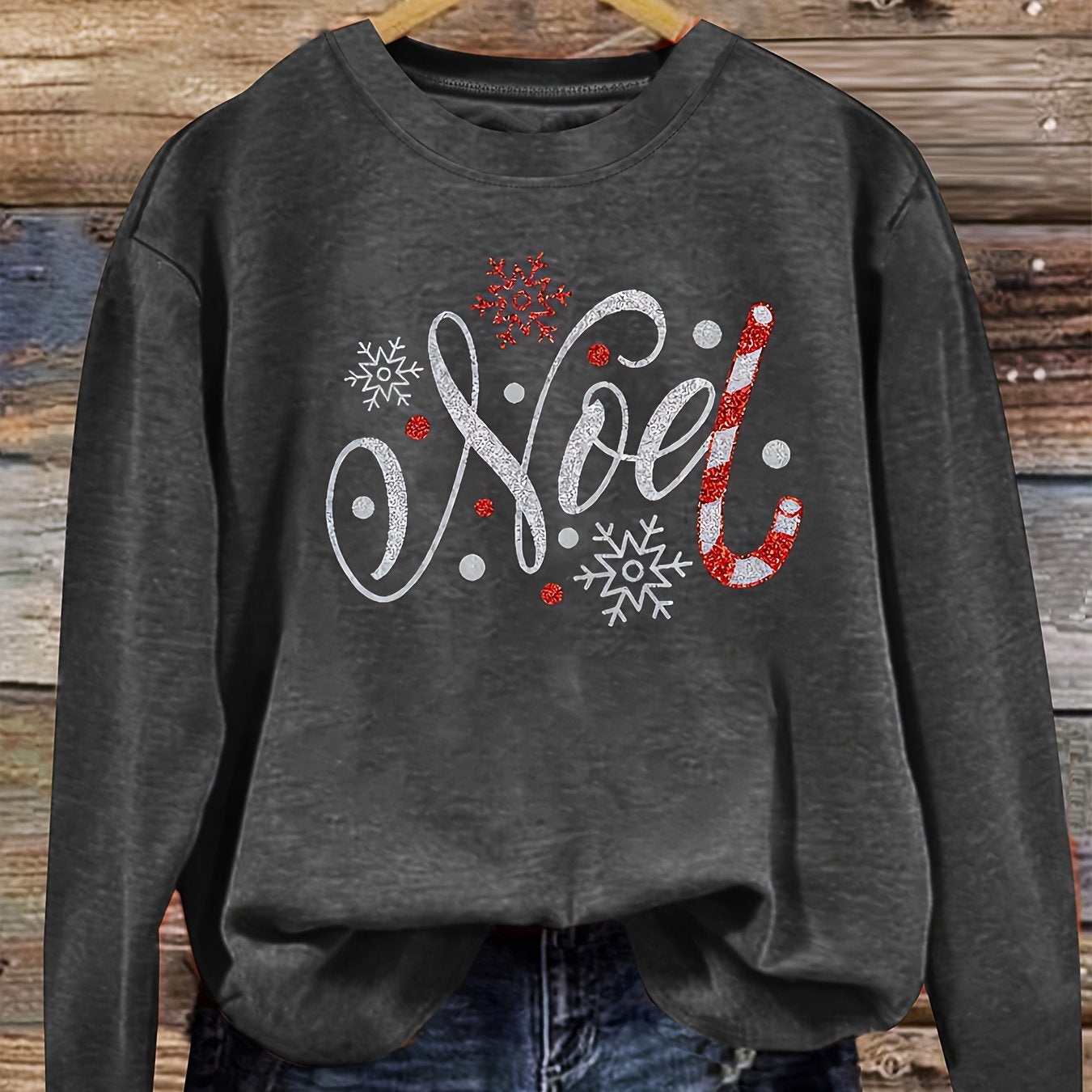 Pull de Noël Vintage pour Femme – Motif Flocons de Neige & Sucreries de Noël