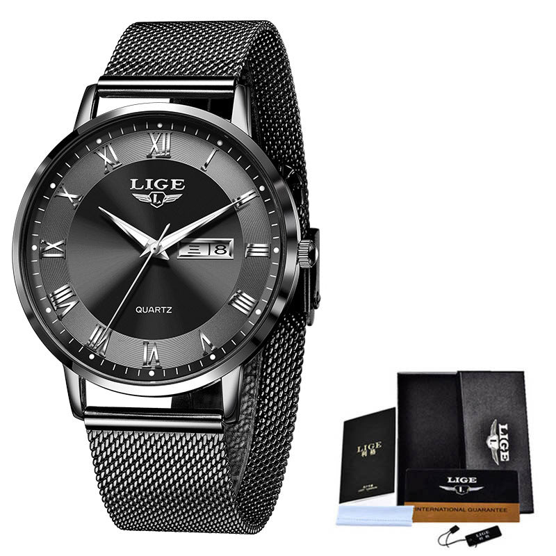 Montre Femme LIGE Ultra Thin – Élégance Fine & Bracelet Maille Milanese