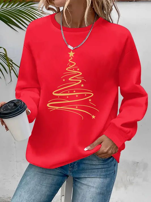 Sweat de Noël Femme – Sapin Doré Minimaliste