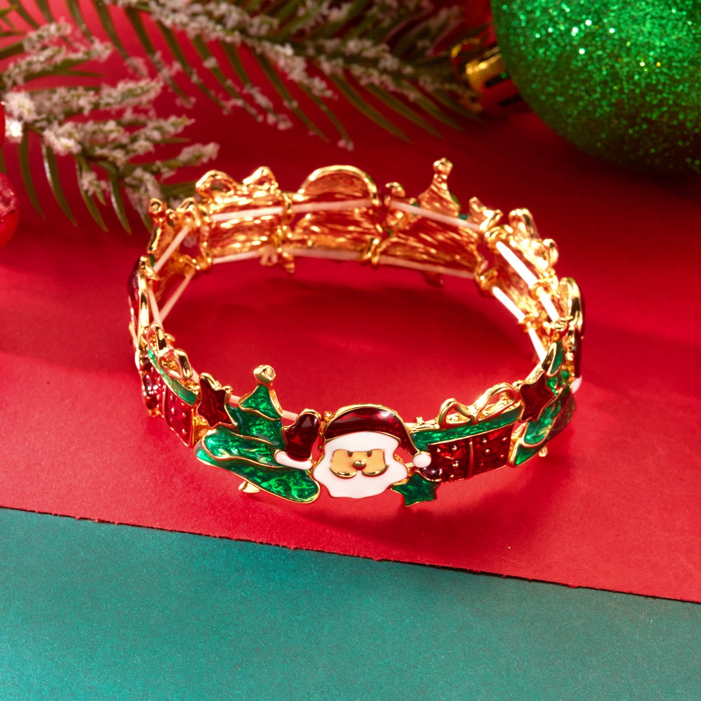 Ensemble Bijoux de Noël – Collier, Bracelet, Boucles & Set complet  | Motifs Cadeaux, Rennes, Sapins & Père Noël