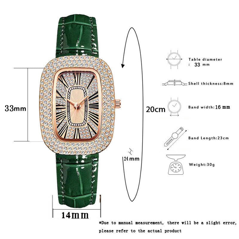 Montre Femme Small Diamond – Cadran Rectangle & Bracelet Cuir Croco