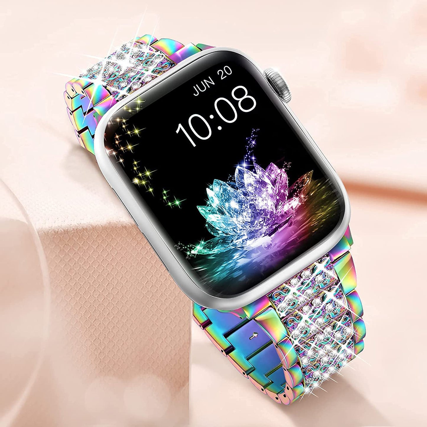Bracelet Luxe Compatible Apple Watch – Alliage de Zinc, Strass & Perles