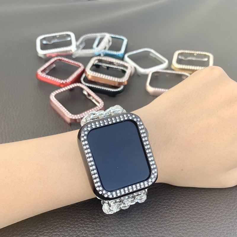 Étui de Protection Apple Watch – Bordure Strass Double Rangée
