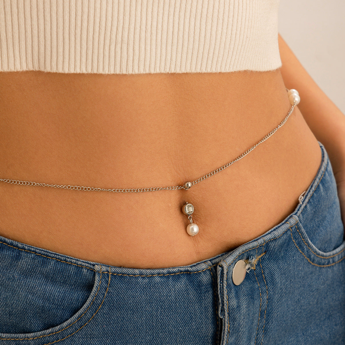 Chaîne de Taille Sexy – Imitation Perles & Zircon