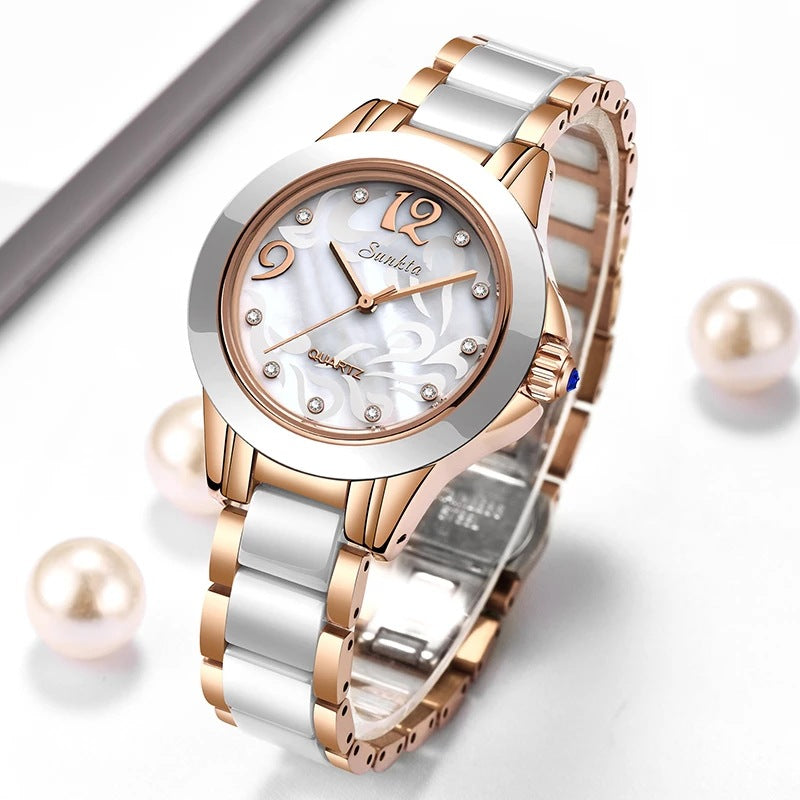 Montre Femme SUNKTA – Céramique Haut de Gamme & Détails Brillants