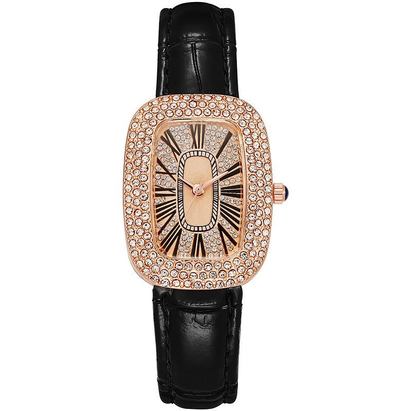 Montre Femme Small Diamond – Cadran Rectangle & Bracelet Cuir Croco