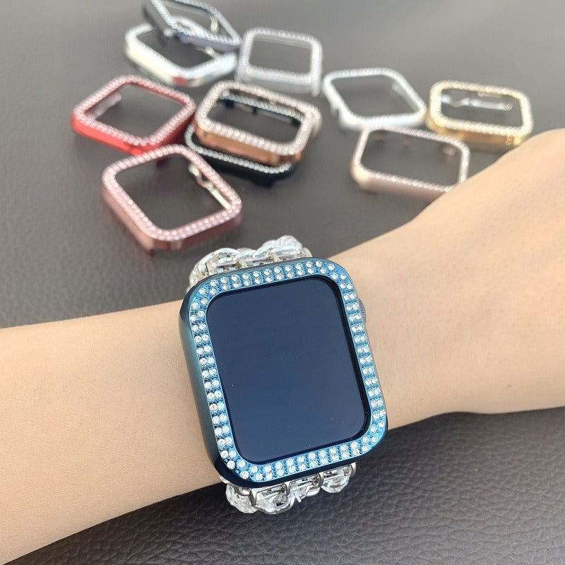 Étui de Protection Apple Watch – Bordure Strass Double Rangée