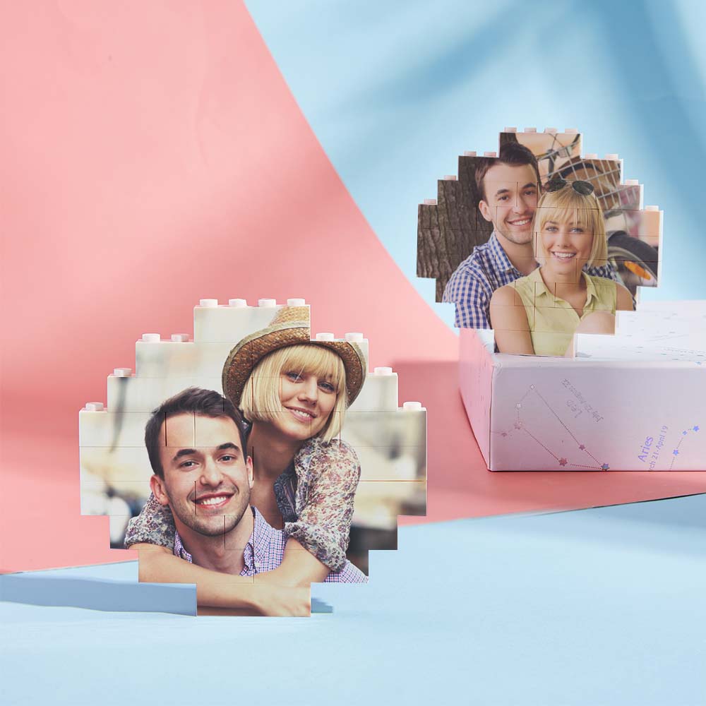 Custom photo brick puzzles with music code design, made of PVC, perfect DIY gift for couples and friends