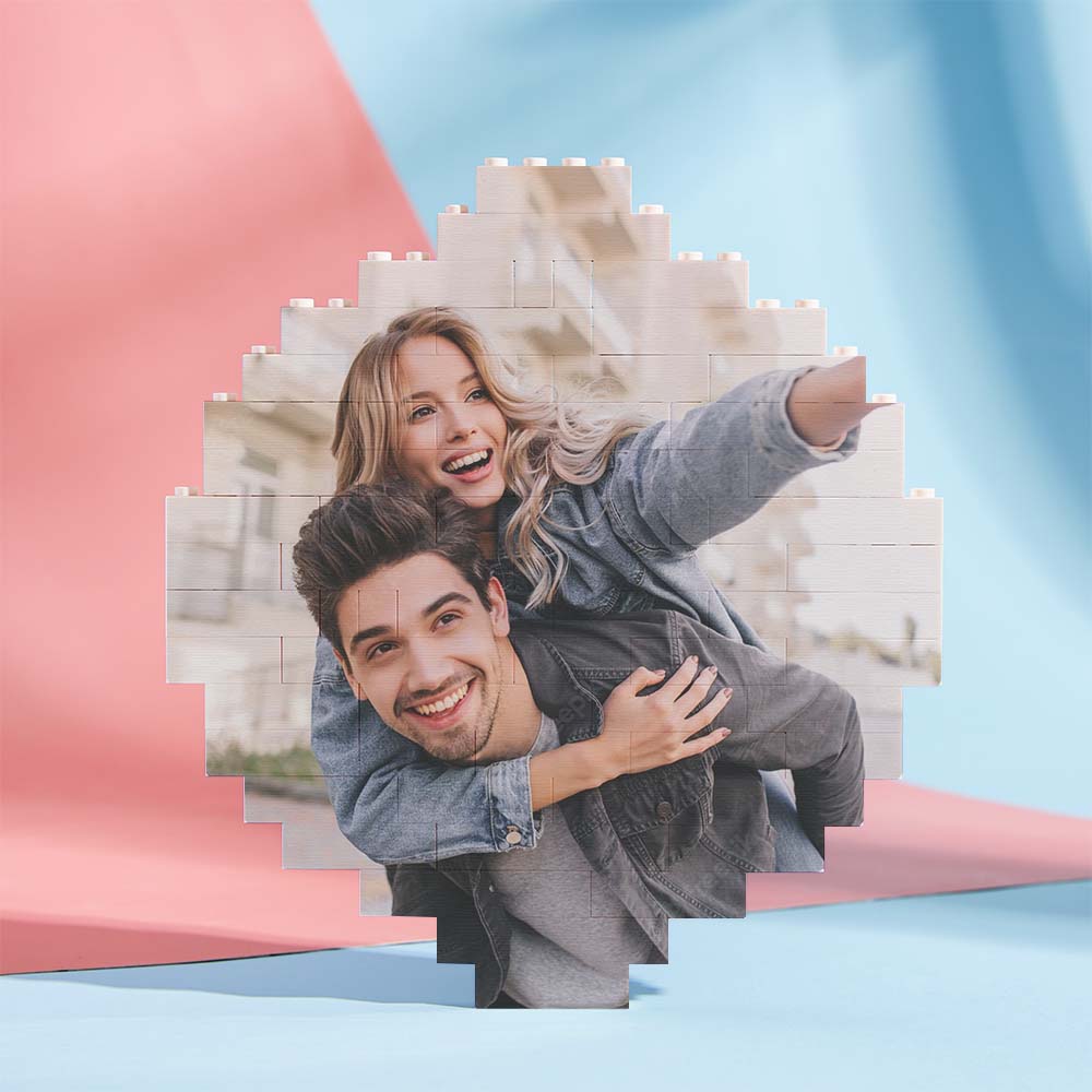 Custom Music Code Building Block Puzzle, photo of a couple on the beach, PVC material, DIY gift.