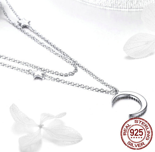 Collier “Starlight Moon” – Argent 925 avec Lune & Étoiles