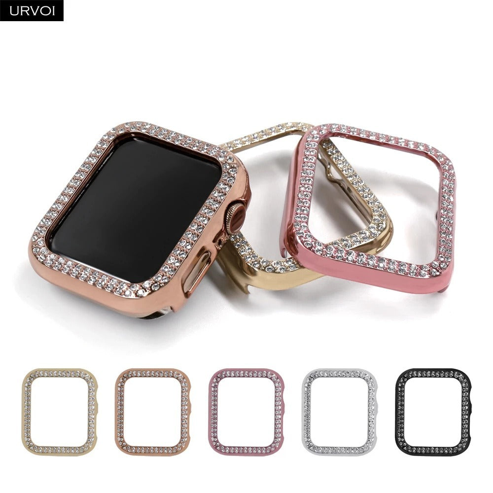 Étui de Protection Apple Watch – Bordure Strass Double Rangée